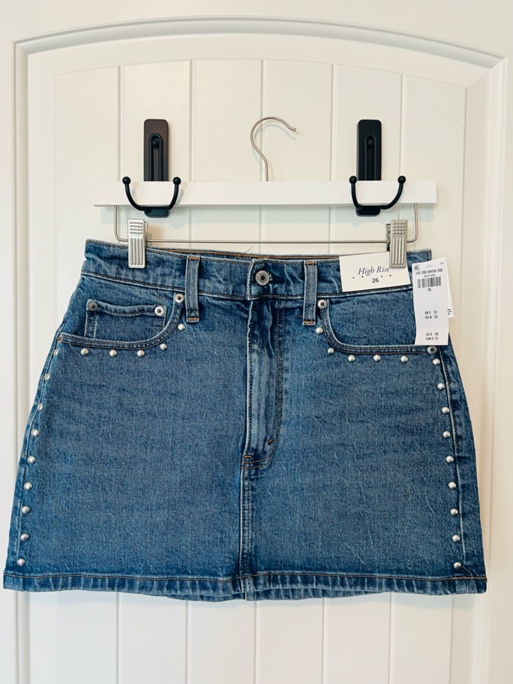 High-Rise Studded Denim Mini Skirt - Blue